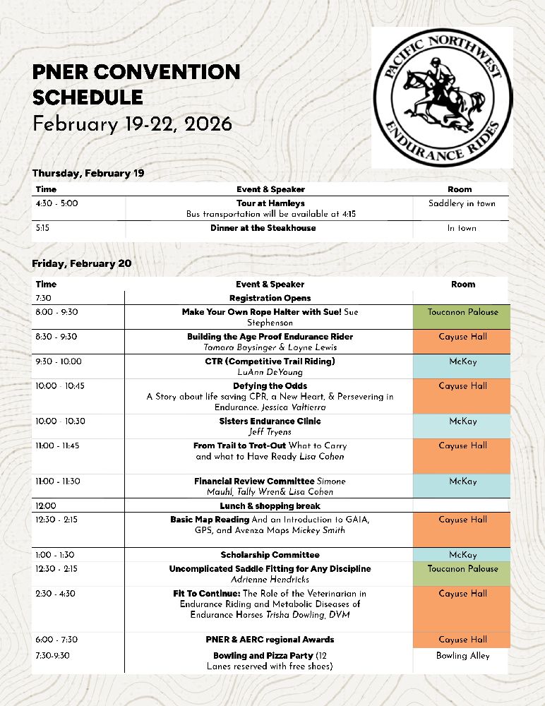 2026 PNER Convention Schedule